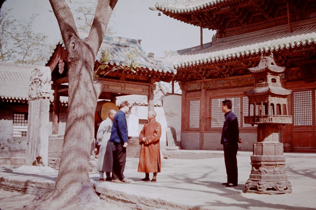 Beijing people and scenery 1965-6. Colin Mackerras talking to a monk in Beijing